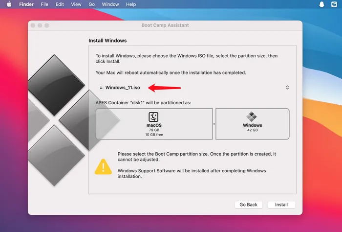 Boot Camp Assistant su Big Sur