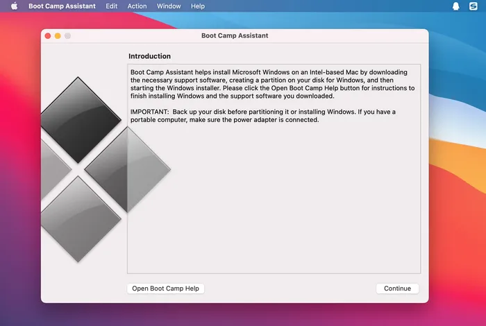 Boot Camp Assistant su Big Sur