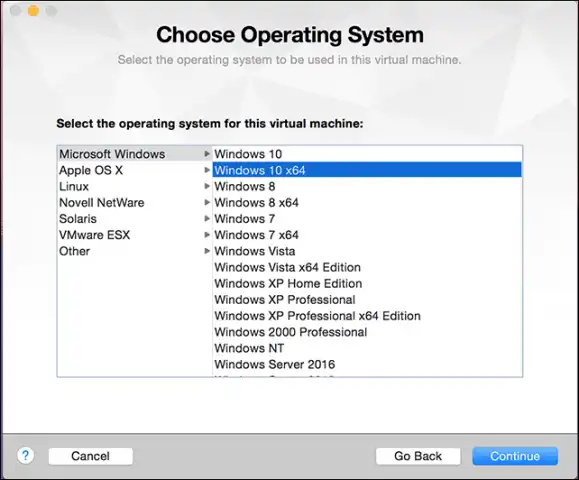 Scegli il sistema operativo Windows 10
