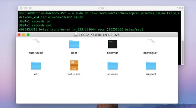 Crea USB Avviabile di Windows 10 Mac Terminal