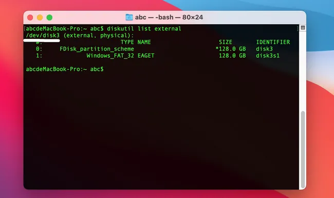 elenco dispositivo usb esterno su mac