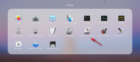 Apri Boot Camp Assistant App Catalina