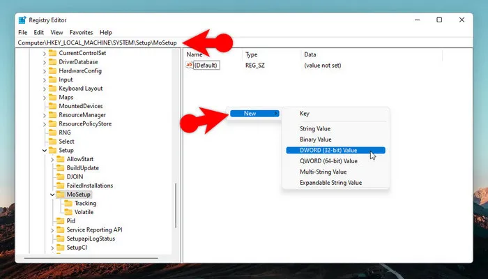 Crea un Valore DWORD