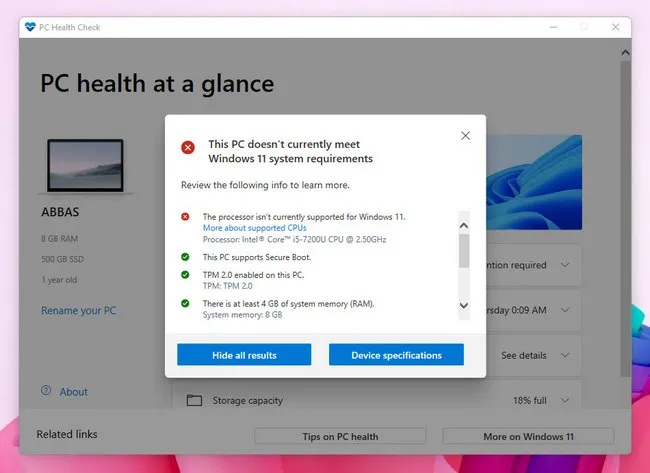 Altri risultati del controllo della salute del PC