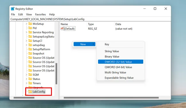 Crea Valore DWORD (a 32 bit)