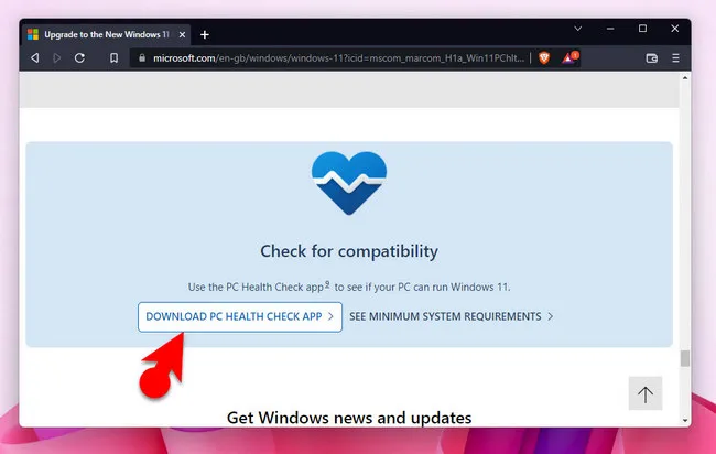 PCヘルスチェックのダウンロード