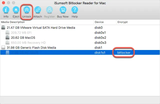iSumsoft BitLocker Reader voor Mac