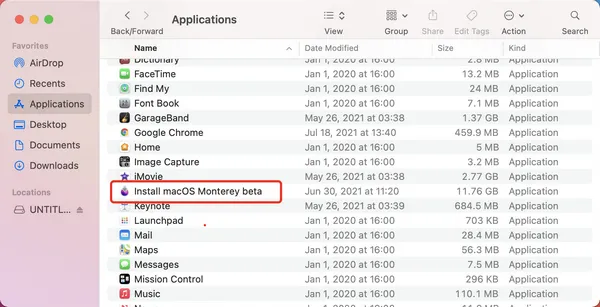 Installeer macOS Monterey Beta App