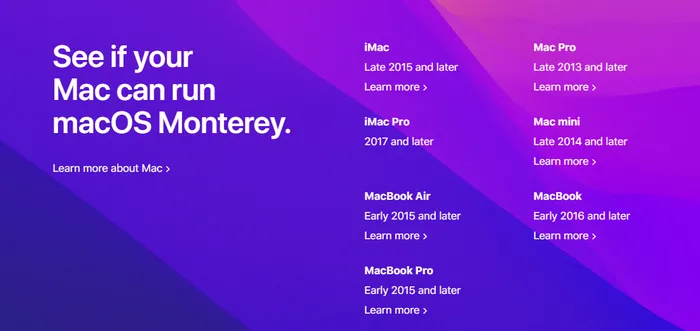 macOS Monterey Compatibele Mac-modellen