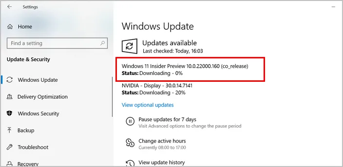 Beschikbare Windows 11-updates