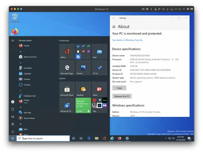Windows 10 uitvoeren op Mac met M1-chip met Parallels Desktop