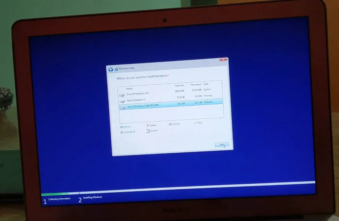 Kies Bootcamp Partitie