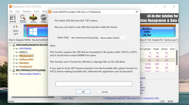DiskGenius Opstartbare WinPE USB