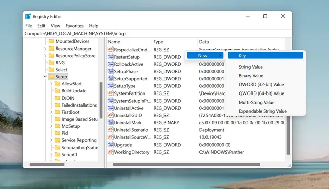 Nieuwe registerwaarde maken