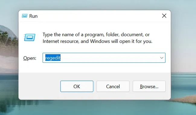 打開註冊表編輯器